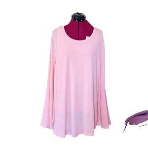 Olivia & Grace Tunic Top Pale Blush Women Knit Bell Sleeve Lace Back Size XL